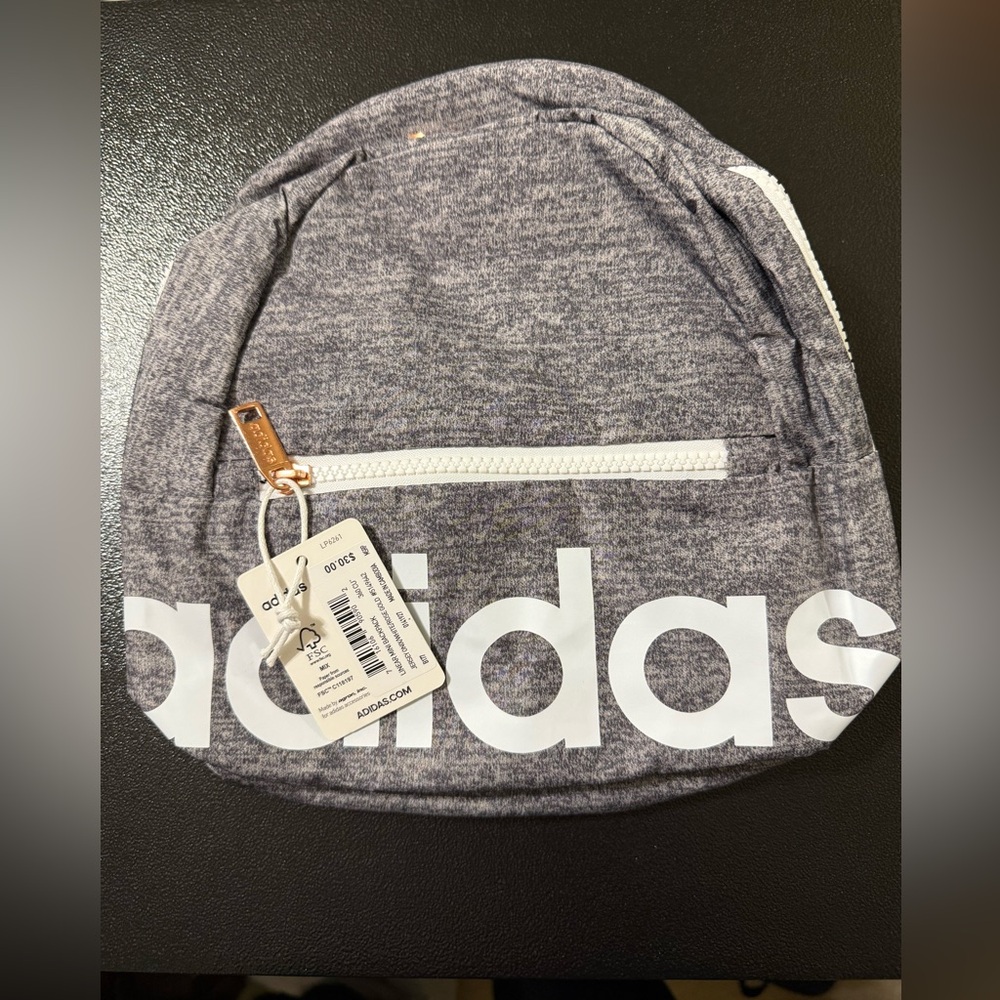Adidas Gray and Gold Zippered Backpack